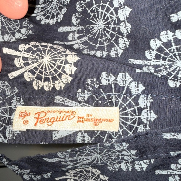 Original Penguin Heritage Slim Fit Shirt XL – Ferris Wheel Print Short Sleeve - Picture 8 of 10